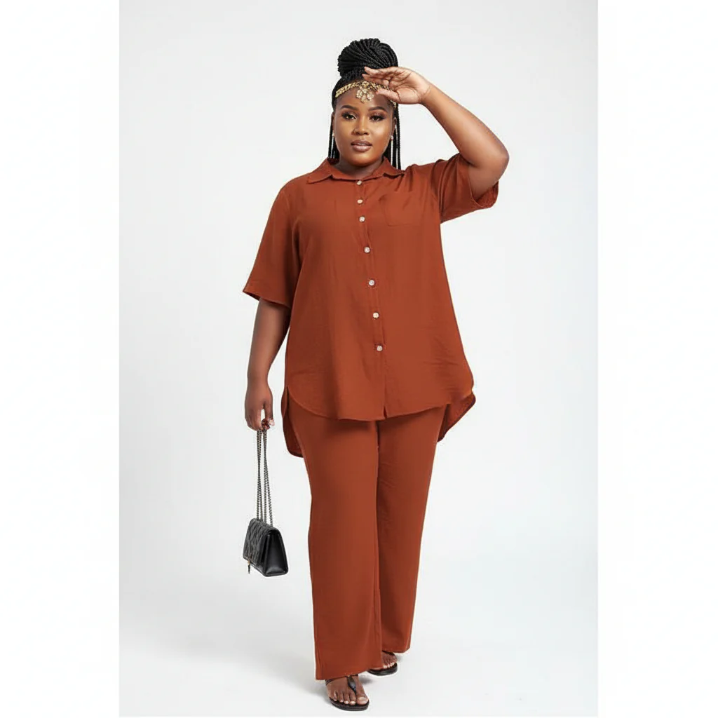 Irregular Top & Wide Pants Set. - Image 3