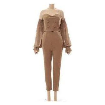 Jumpsuit Sexy Strapless See-through Mesh Long Sleeved. - Image 4