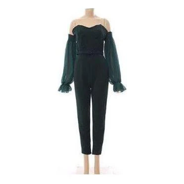 Jumpsuit Sexy Strapless See-through Mesh Long Sleeved. - Image 5