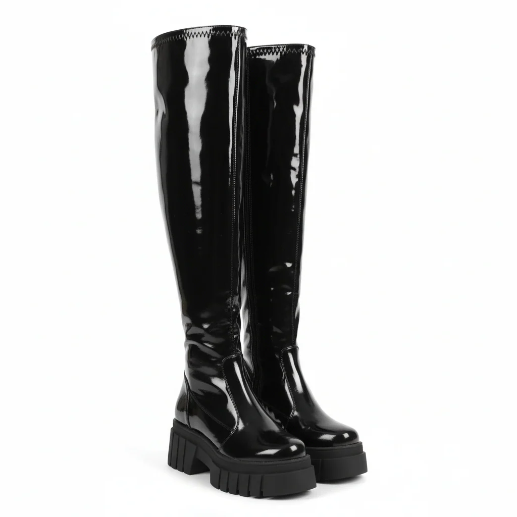 Knee Platform Solid Color Boots