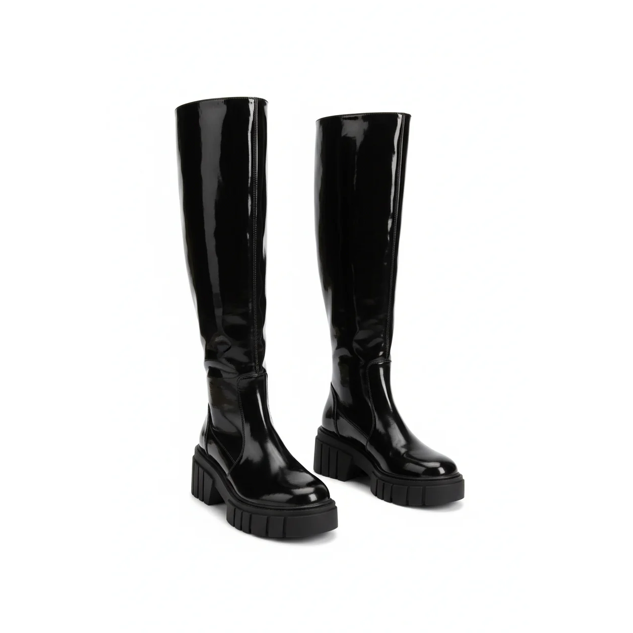 Knee Platform Solid Color Boots - Image 2