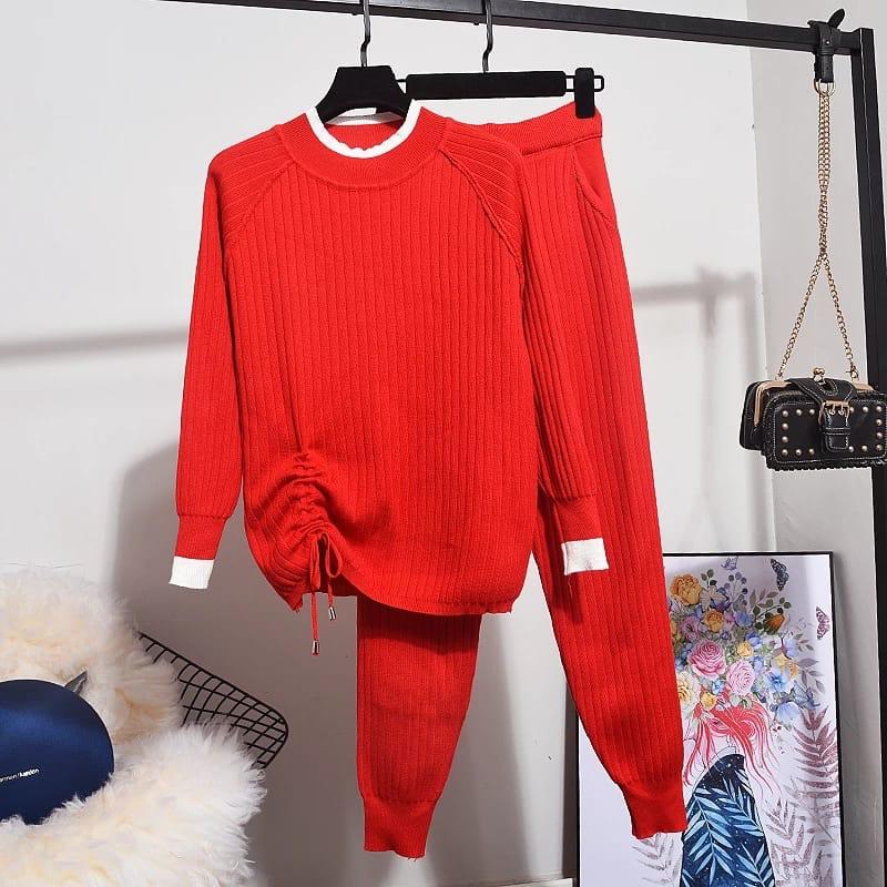 knit Sweater Tops + Pants Knitted Sets - Image 2