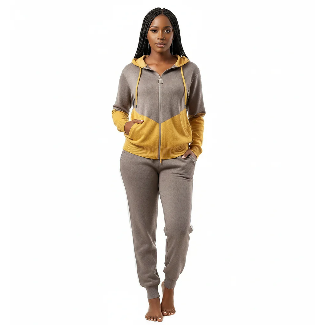 Knit Winter Hooded Zipper Two-piece Set - Image 13