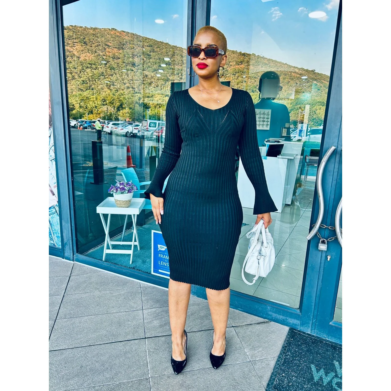 Knitted Bodycon Long Sleeve Dress - Image 2