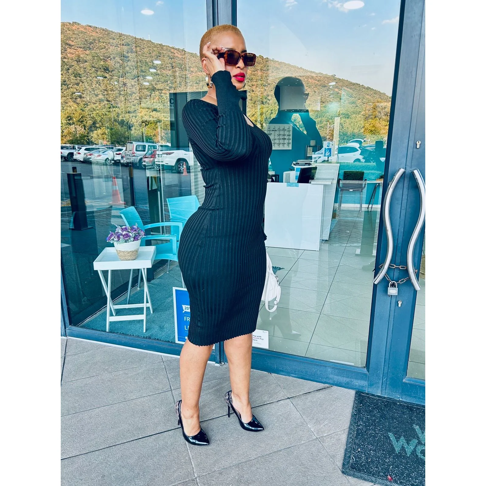 Knitted Bodycon Long Sleeve Dress - Image 4