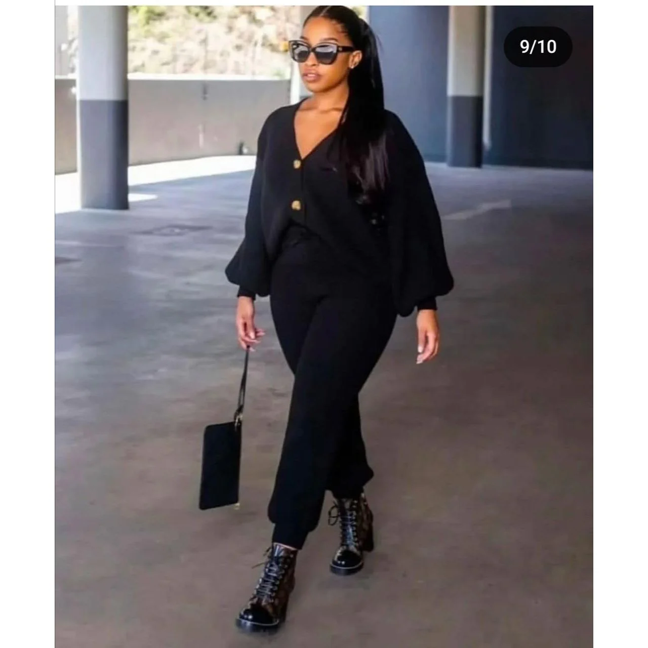 Knitted Button Cardigan & Wide-Leg Pant Set - Image 11