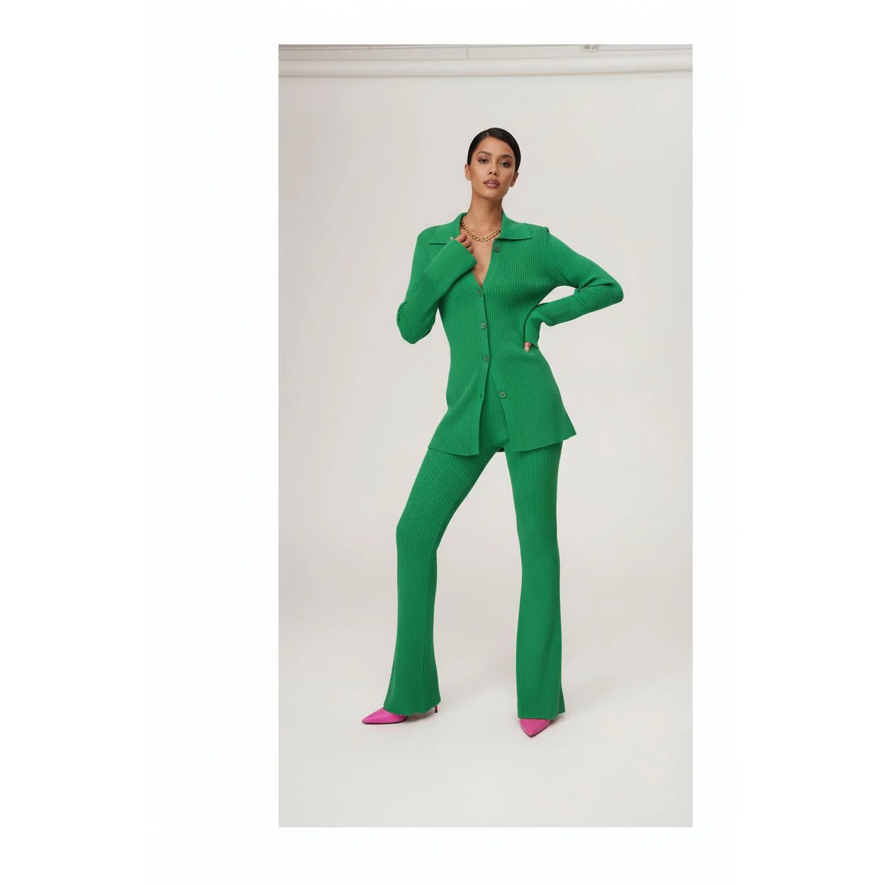 Knitted Buttoned 2pc Set - Image 4