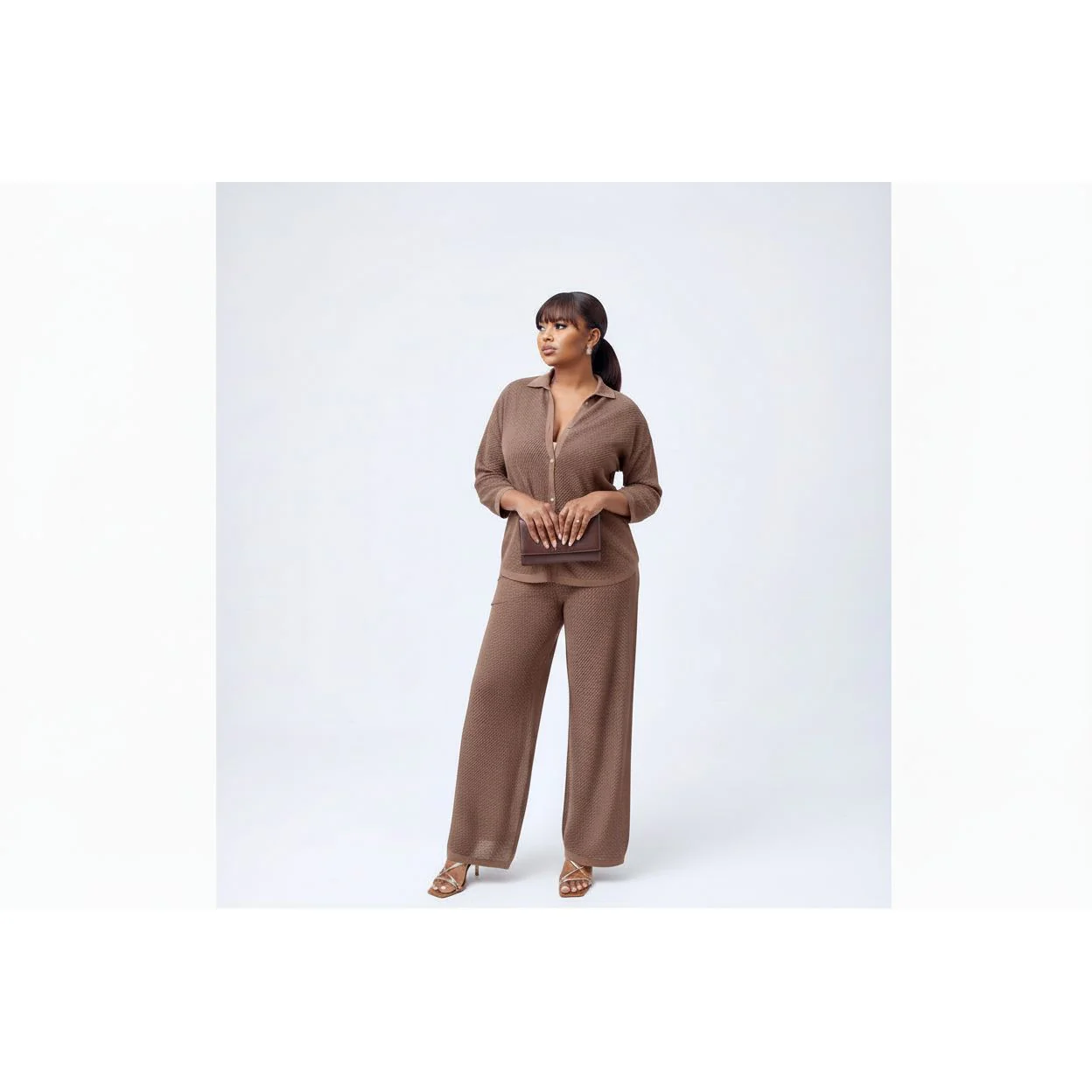 Knitted Cardigan Top & Wide-Leg Pants - Image 3