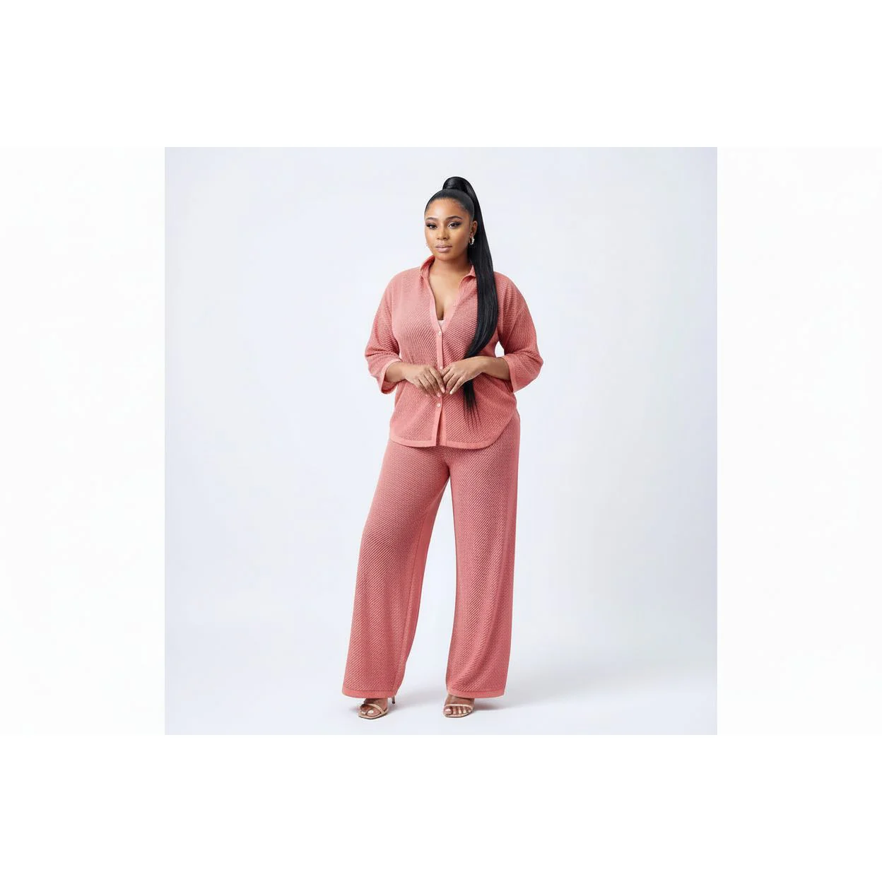Knitted Cardigan Top & Wide-Leg Pants - Image 4