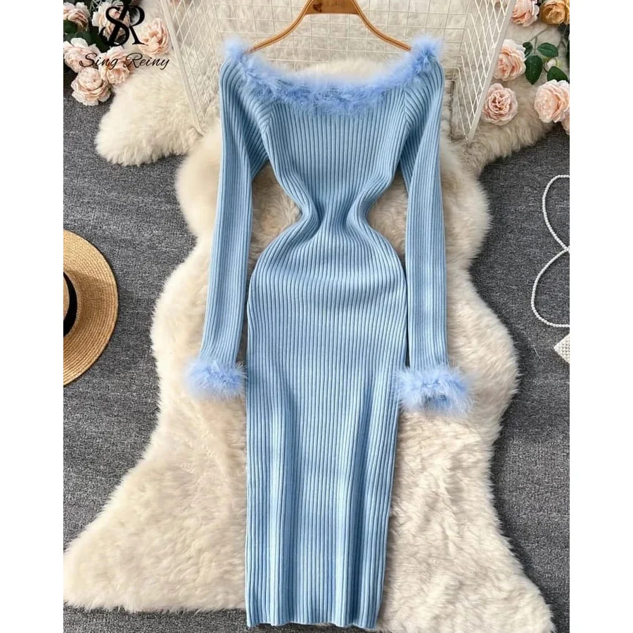 knitted dress fluffy dress - Image 2