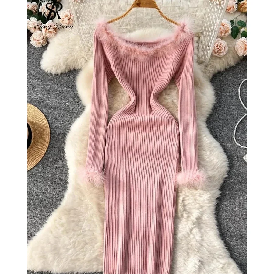 knitted dress fluffy dress - Image 3