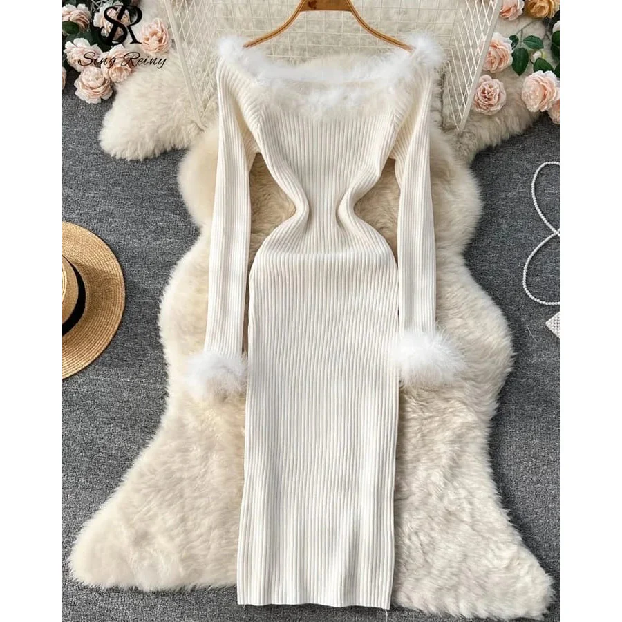 knitted dress fluffy dress - Image 4