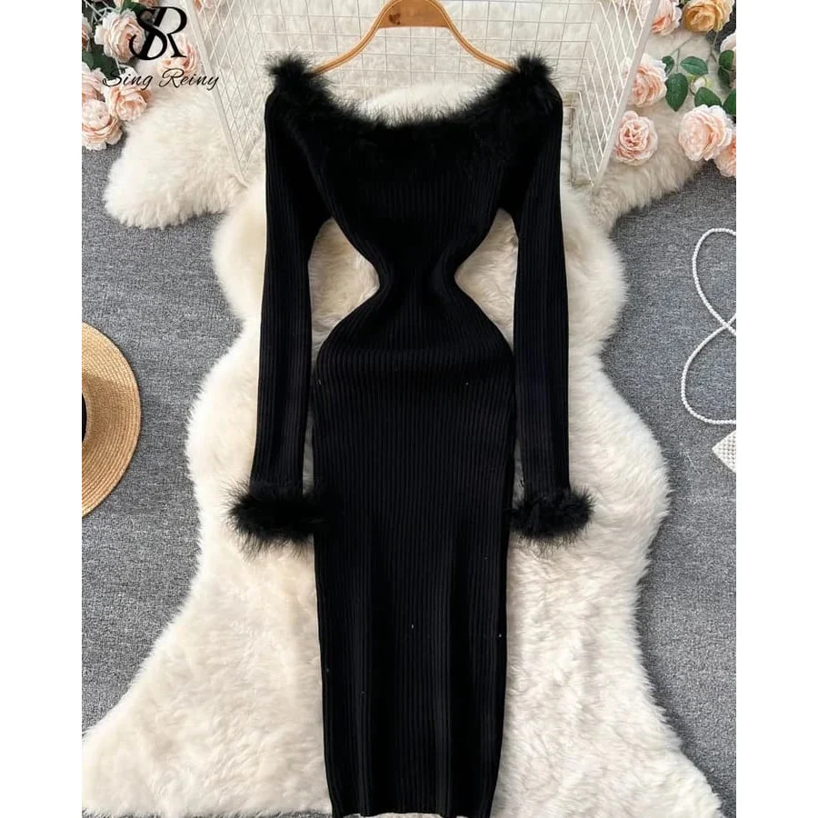 knitted dress fluffy dress - Image 5