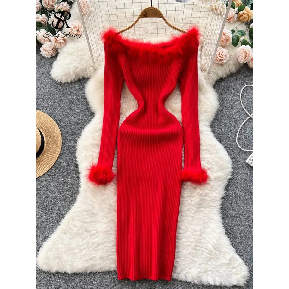 knitted dress fluffy dress - Image 6