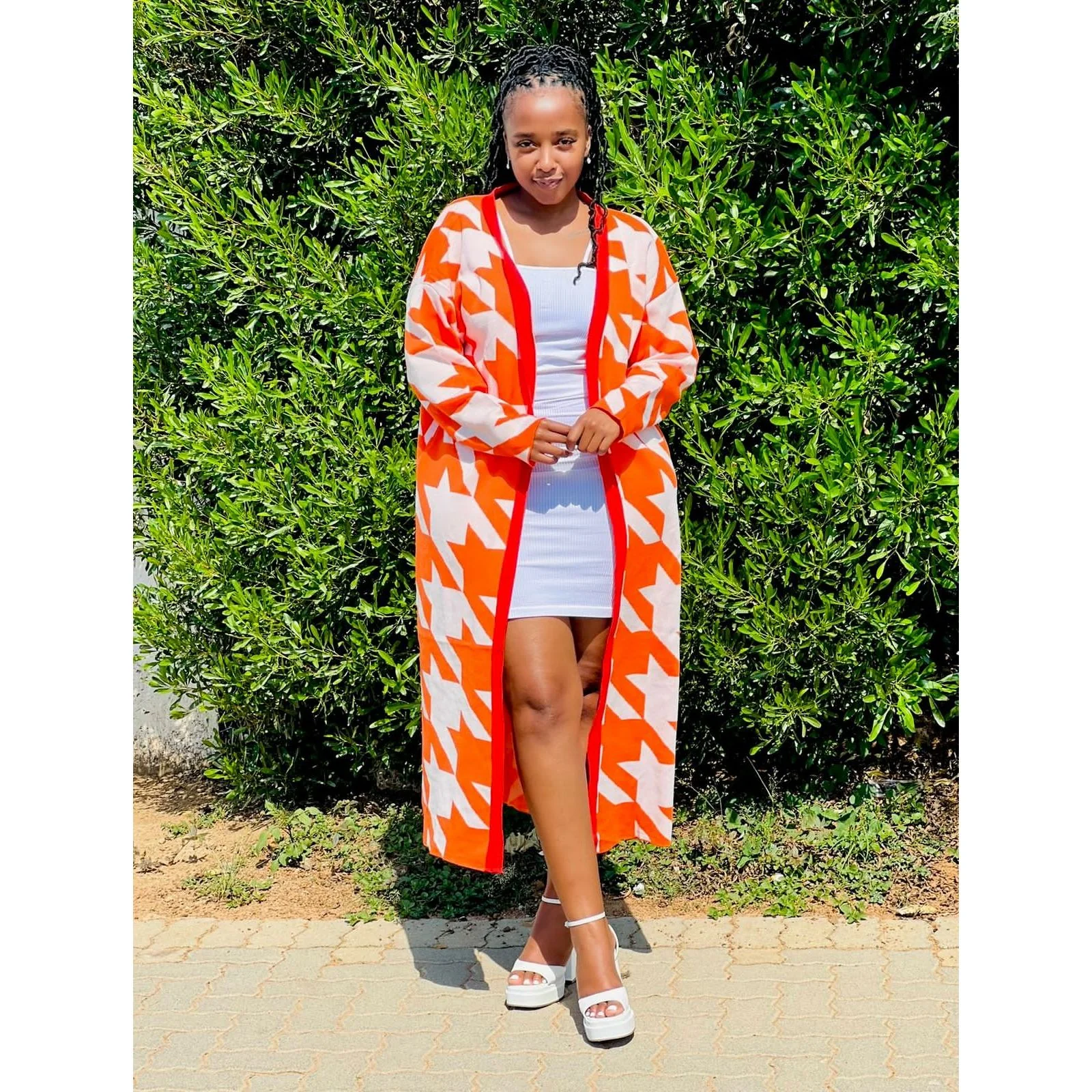 Knitted Geometric Printed Cardigan - Image 5