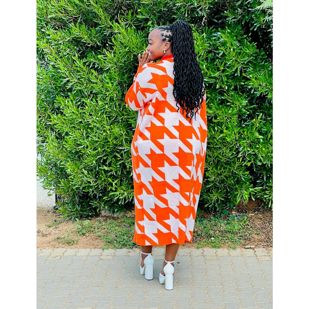 Knitted Geometric Printed Cardigan - Image 8