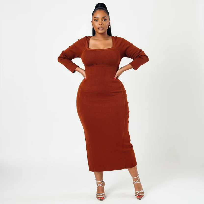 Knitted Long Sleeve Dress - Image 2