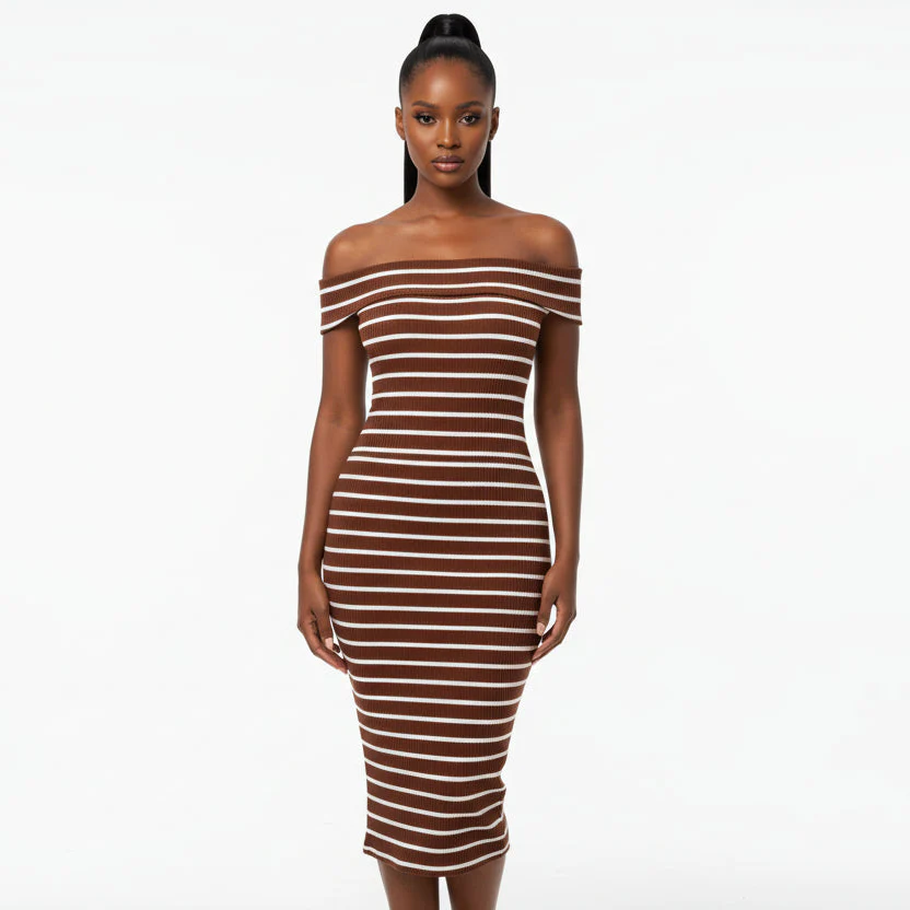 Knitted Off Shoulder Bodycon Dress - Image 2
