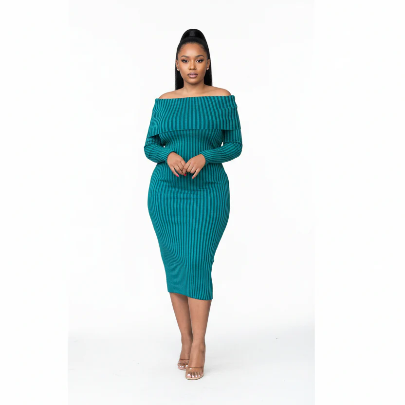 Knitted Off Shoulder Dress - Image 2