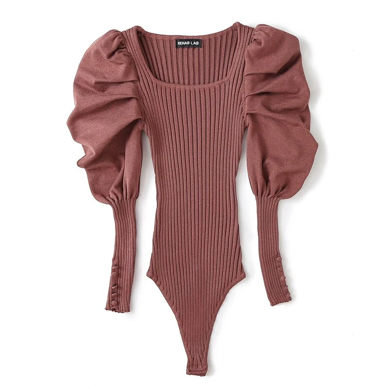 Knitted Puffy Shoulder Seater Bodysuit - Image 6