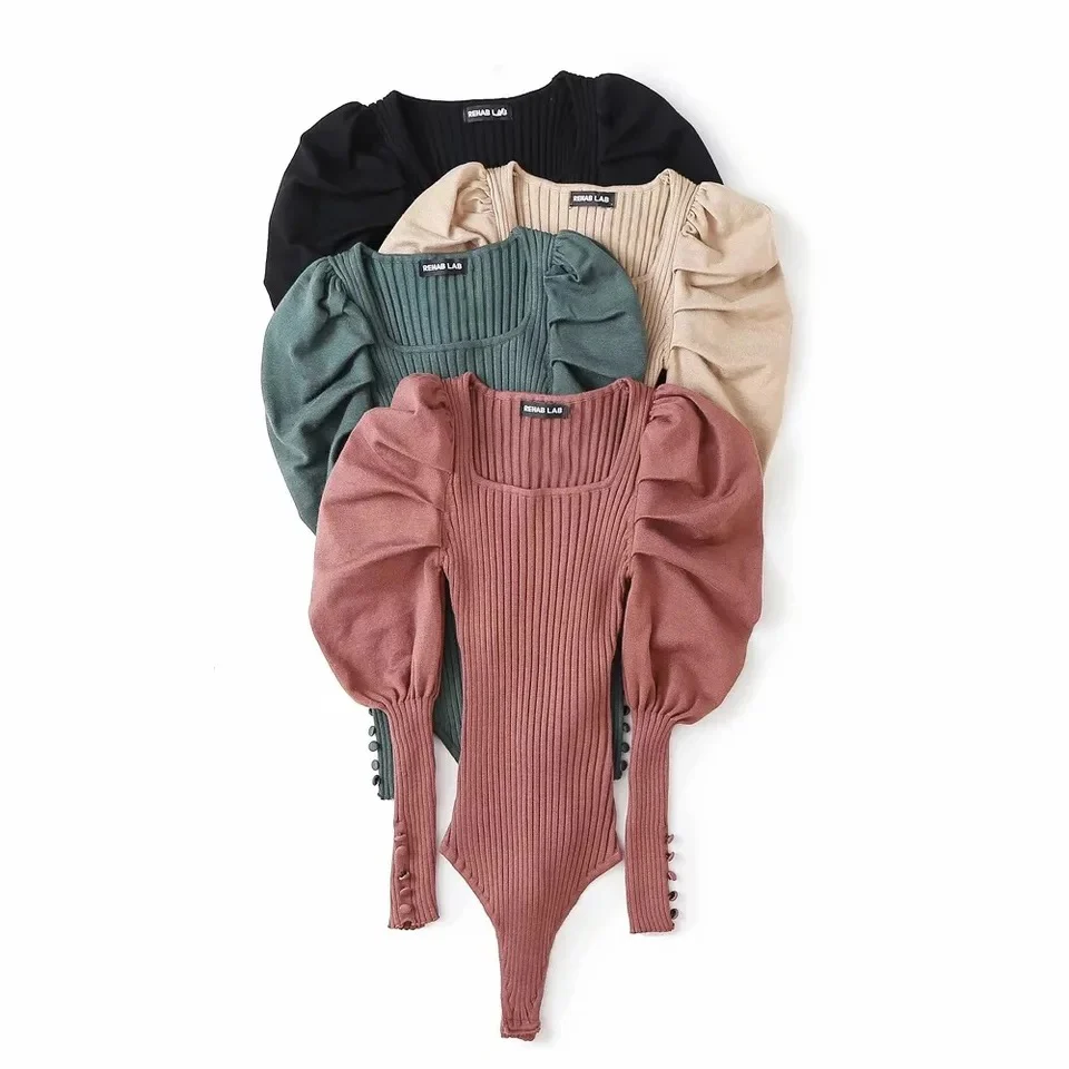 Knitted Puffy Shoulder Seater Bodysuit - Image 7