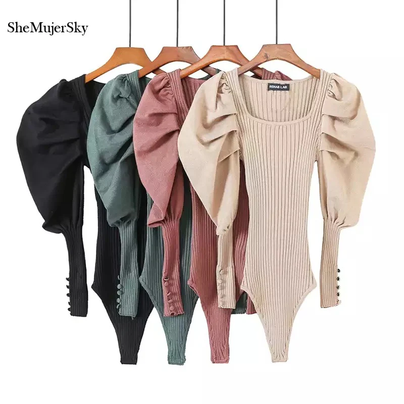 Knitted Puffy Shoulder Seater Bodysuit - Image 8