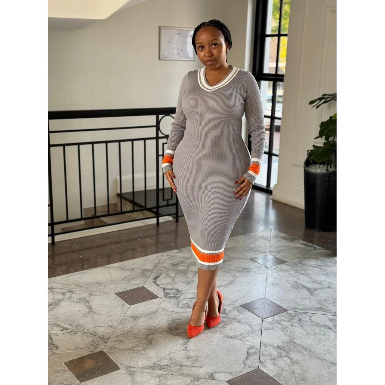 Knitted Round Neck Bodycon Dress - Image 2