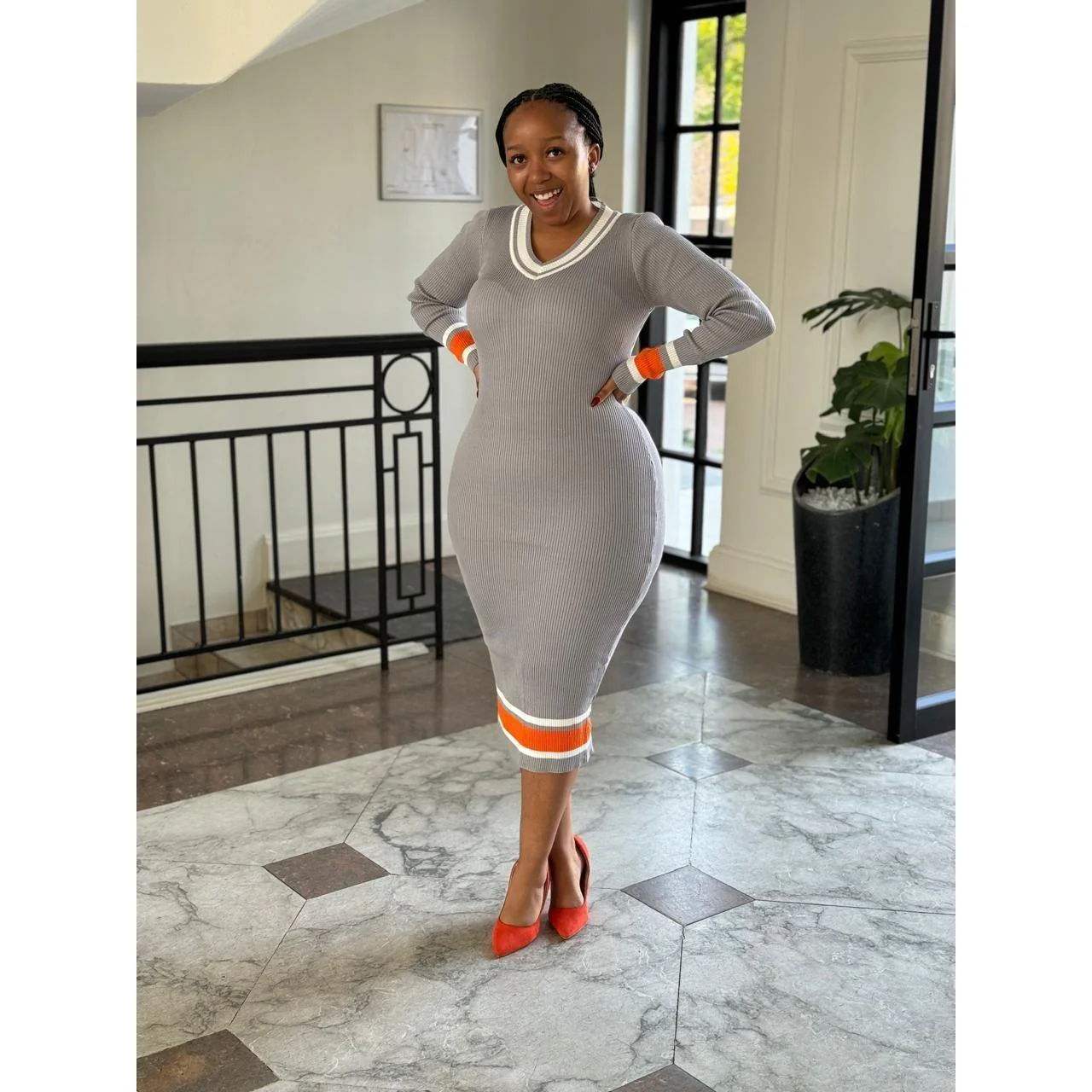 Knitted Round Neck Bodycon Dress - Image 3