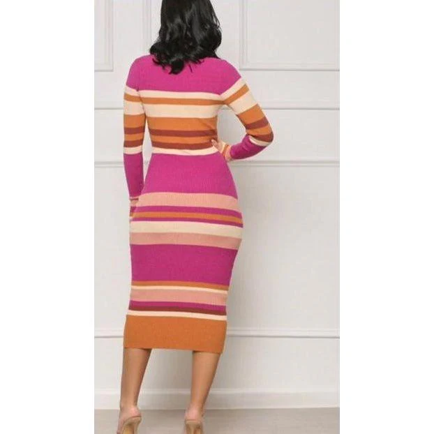 Knitted Round Neck Bodycon Dress - Image 6