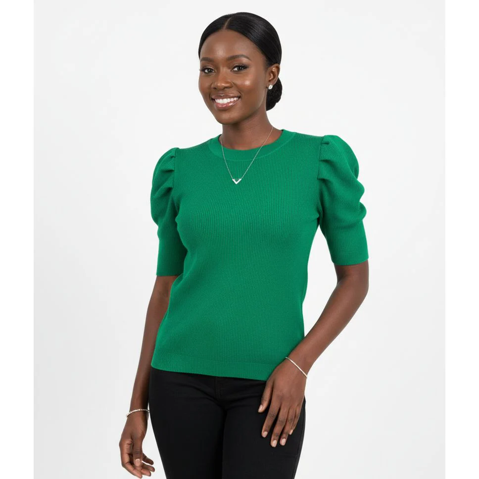 Knitted Short Sleeve Top - Image 2