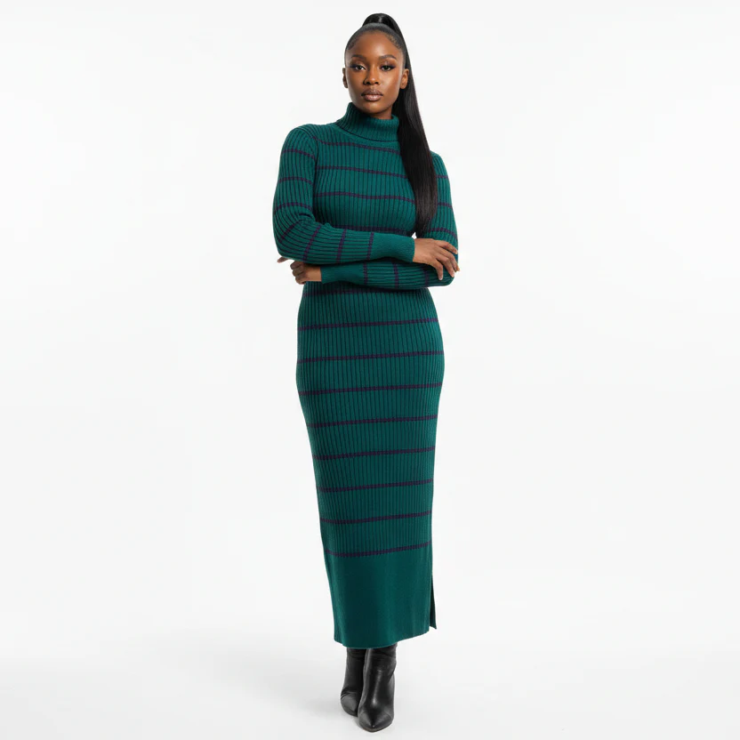 Knitted Side Slit Dress - Image 3