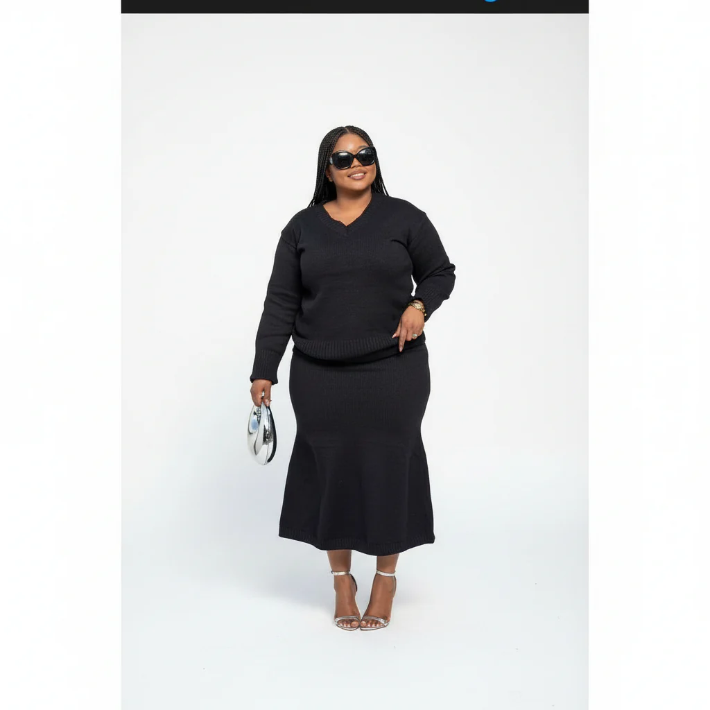 Knitted Sweater Set - Half Sleeve, Casual Autumn/Winter Two Piece Outfit