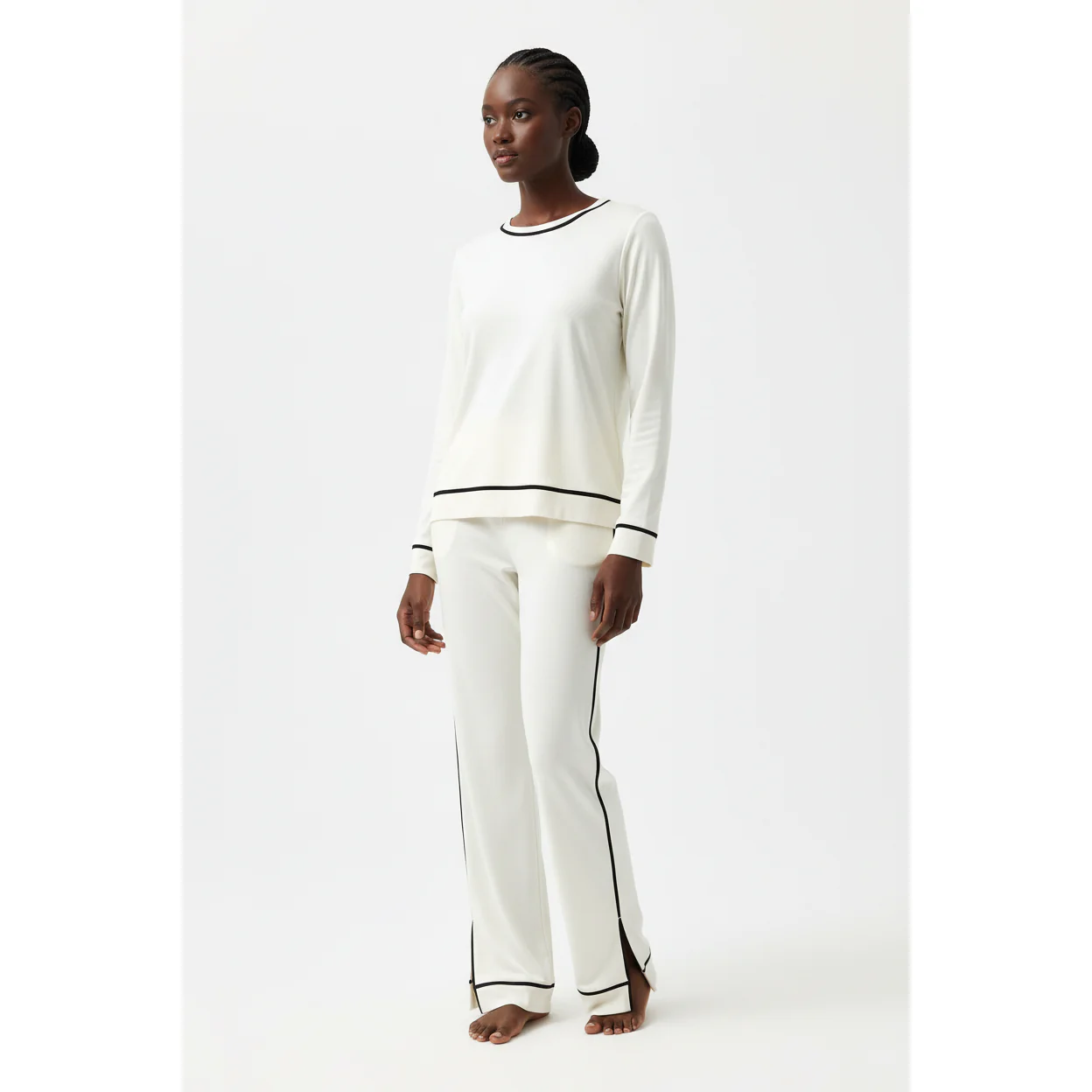Knitted Sweater Tracksuits Split Up Pullover Top & Wide Leg Pants Set - Image 3