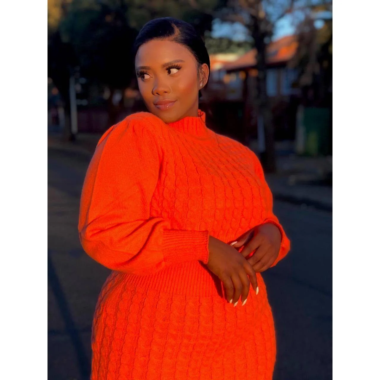 Knitted Turtleneck Sleeve Dress - Image 2