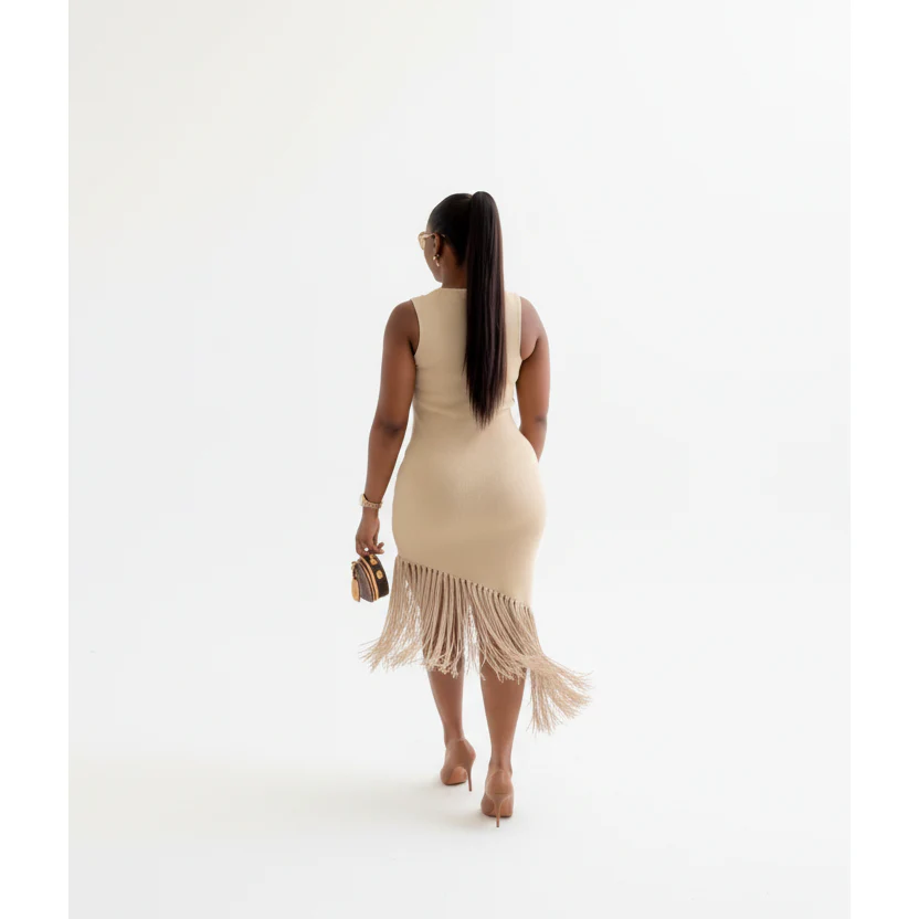 Knitted Tussle Midi Fringe Dress. - Image 4