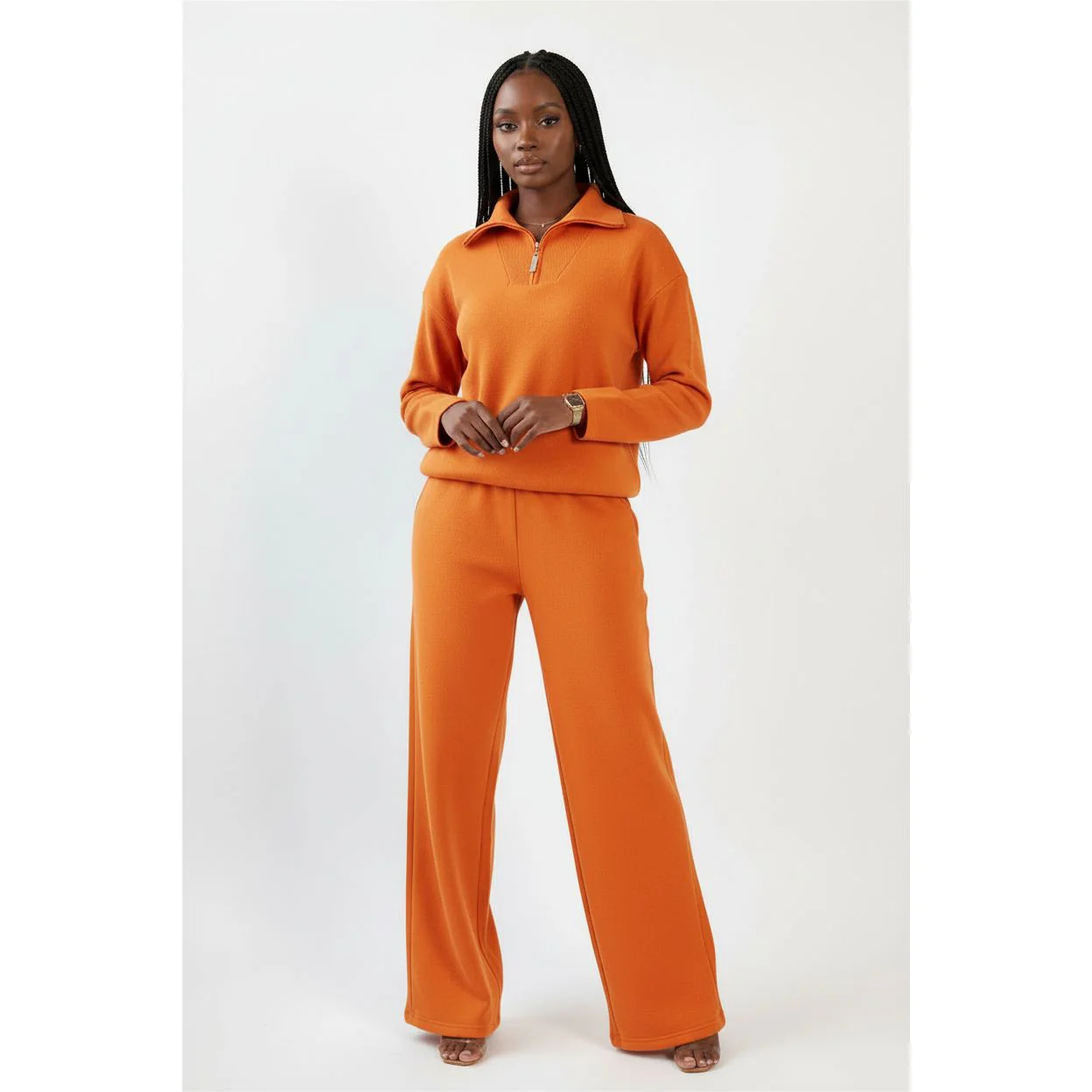 Knitted Zip Neck Top and Pant Set - Image 3