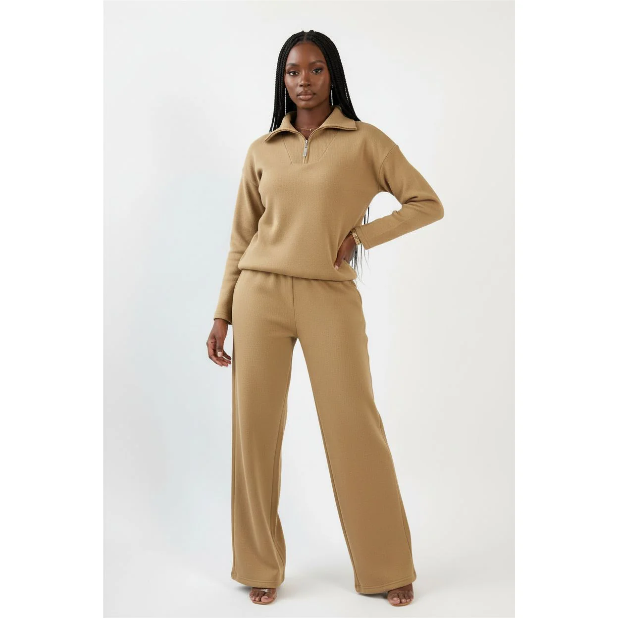 Knitted Zip Neck Top and Pant Set - Image 4