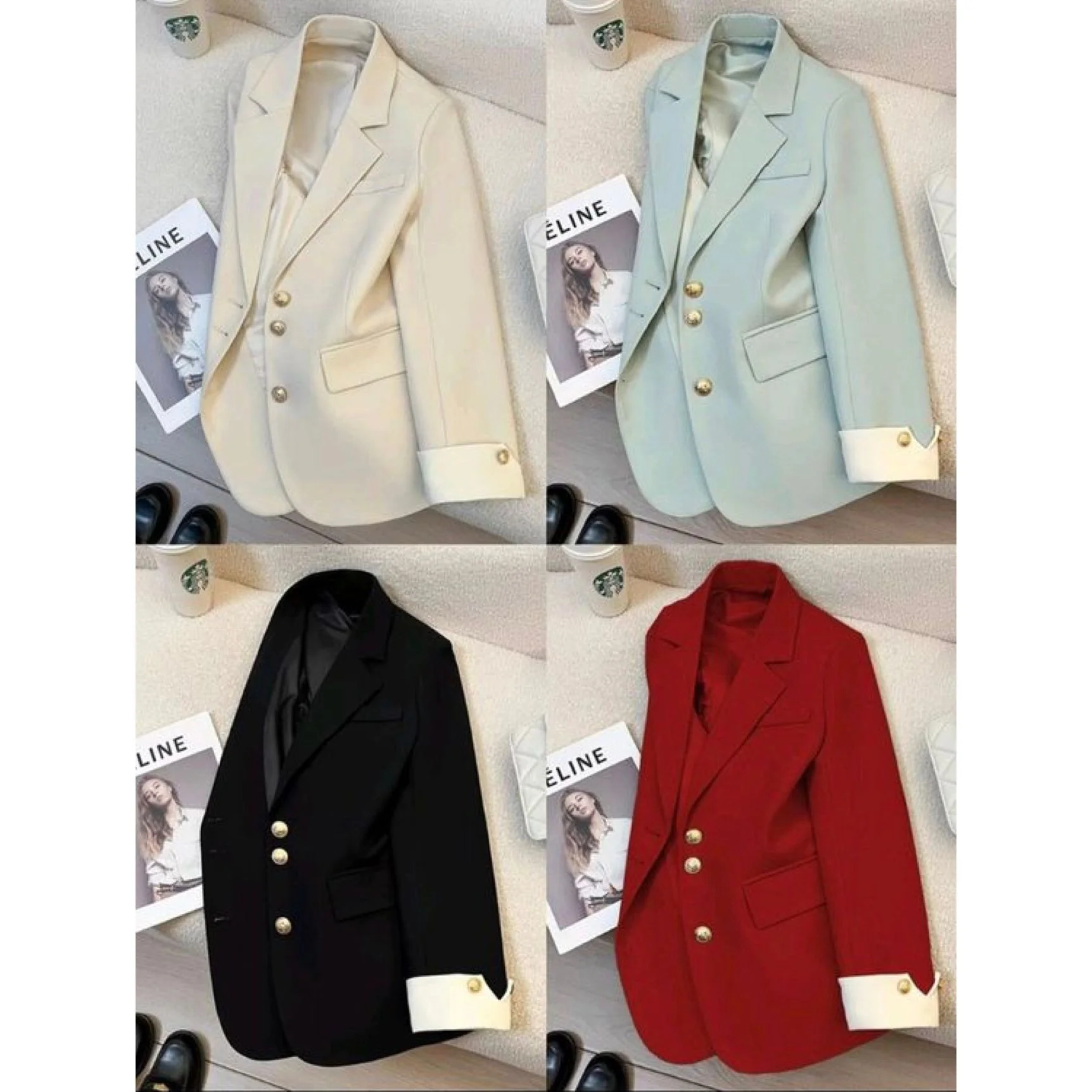 Korean Fashion Spring Autumn Vintage Luxury Splice Office Jacket - Image 9