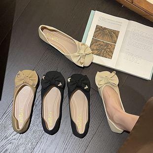 Korean style bow tie lady round toe flat shoes - Image 5