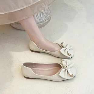 Korean style bow tie lady round toe flat shoes - Image 6