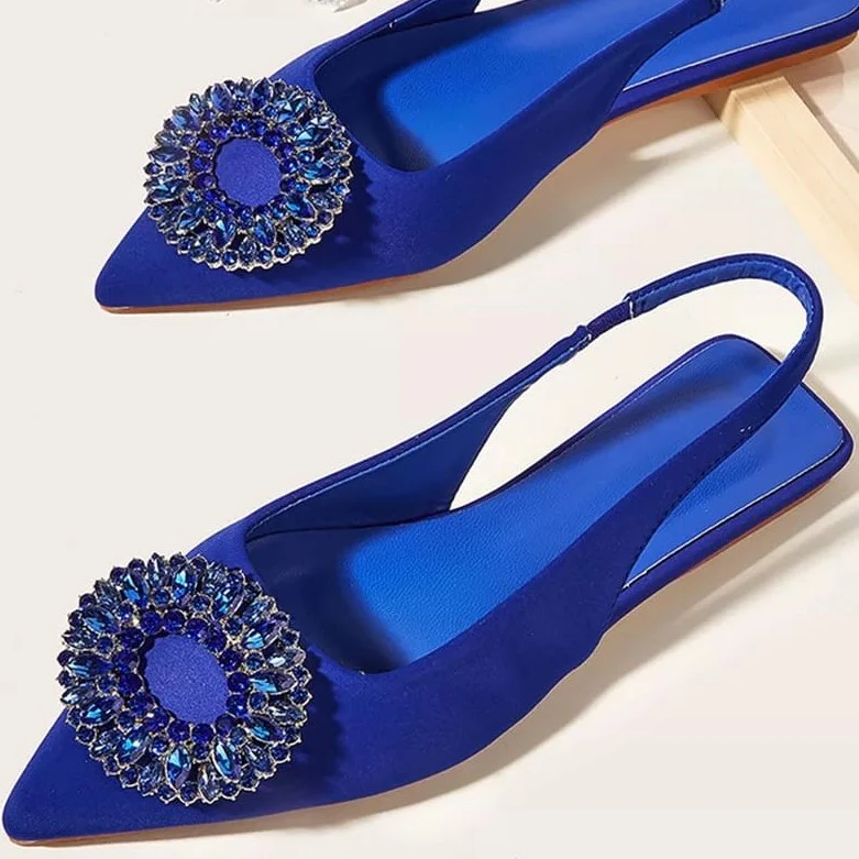 Slingback Flat Rhinestone Sandals - Image 4