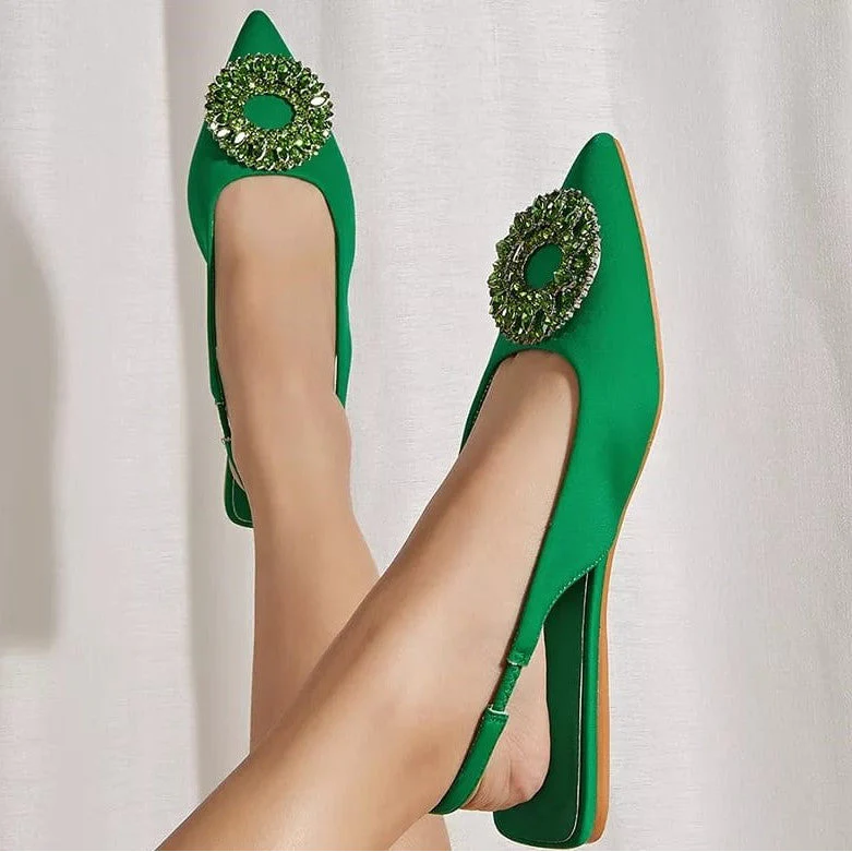 Slingback Flat Rhinestone Sandals - Image 7