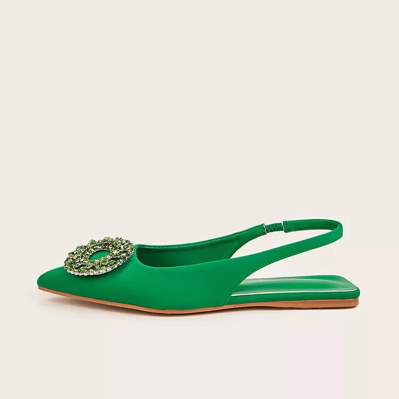 Slingback Flat Rhinestone Sandals - Image 9