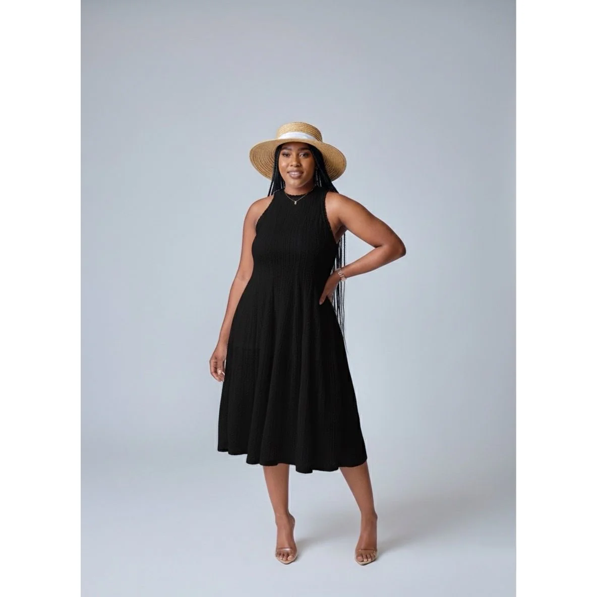Lace Sleeveless Corset Pleated Midi Dress - Image 2