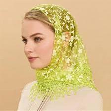 Lace Tassel Floral Triangle Scarf Wedding Headscarf Worship Scarf Shawl - Image 7