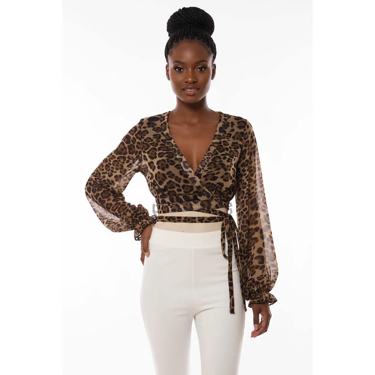 Lace up Back Leopard Print Top - Image 2