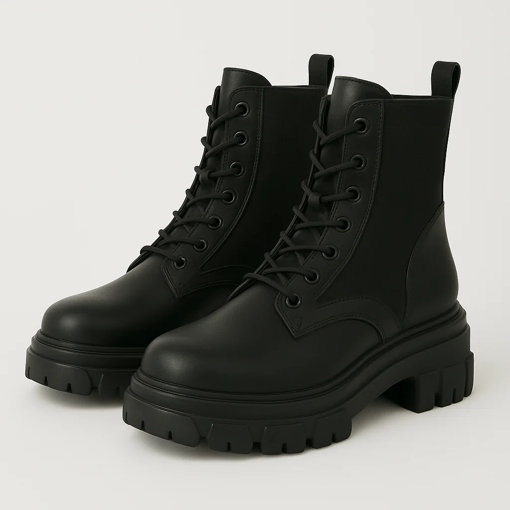 Lace up Chunky Heel Boots - Image 2