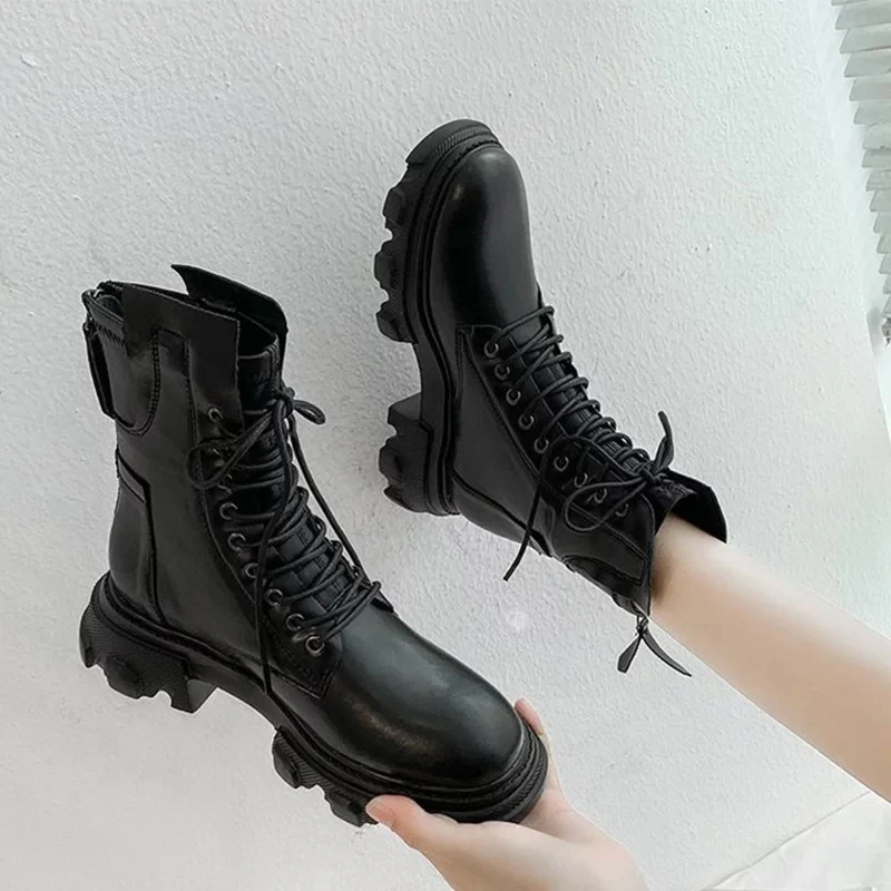 Lace up Leather Ankle Boots - Image 2