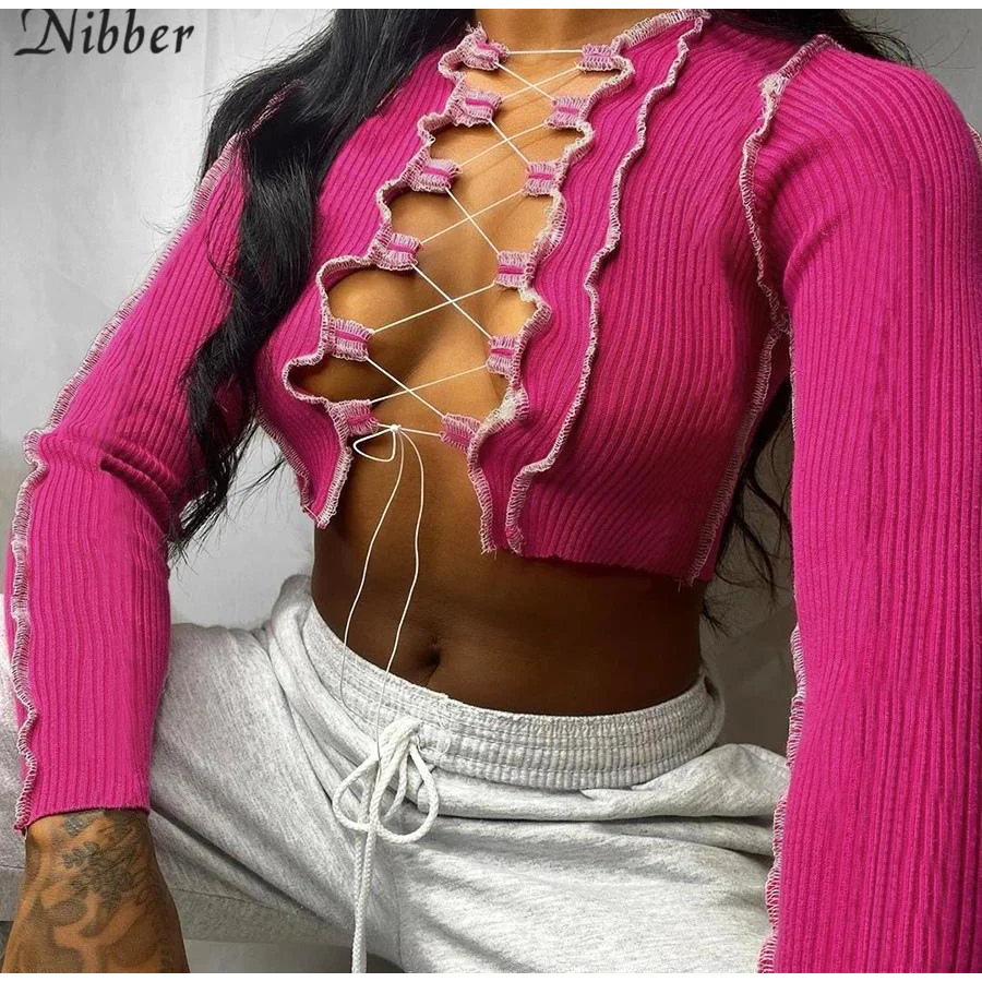 Lace Up Long Sleeve Crop Top - Image 5