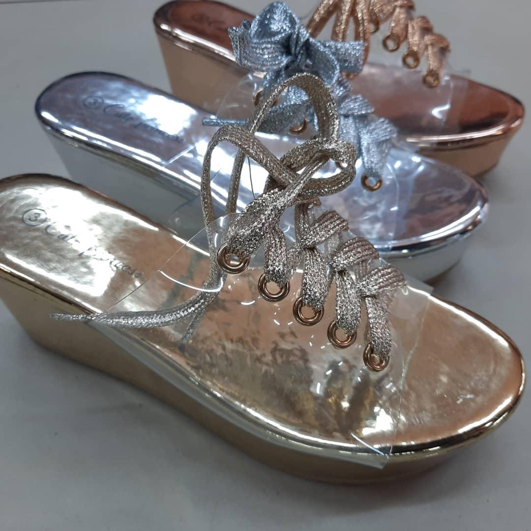 Lace Up Peep Toe Transparent Wedges - Image 3